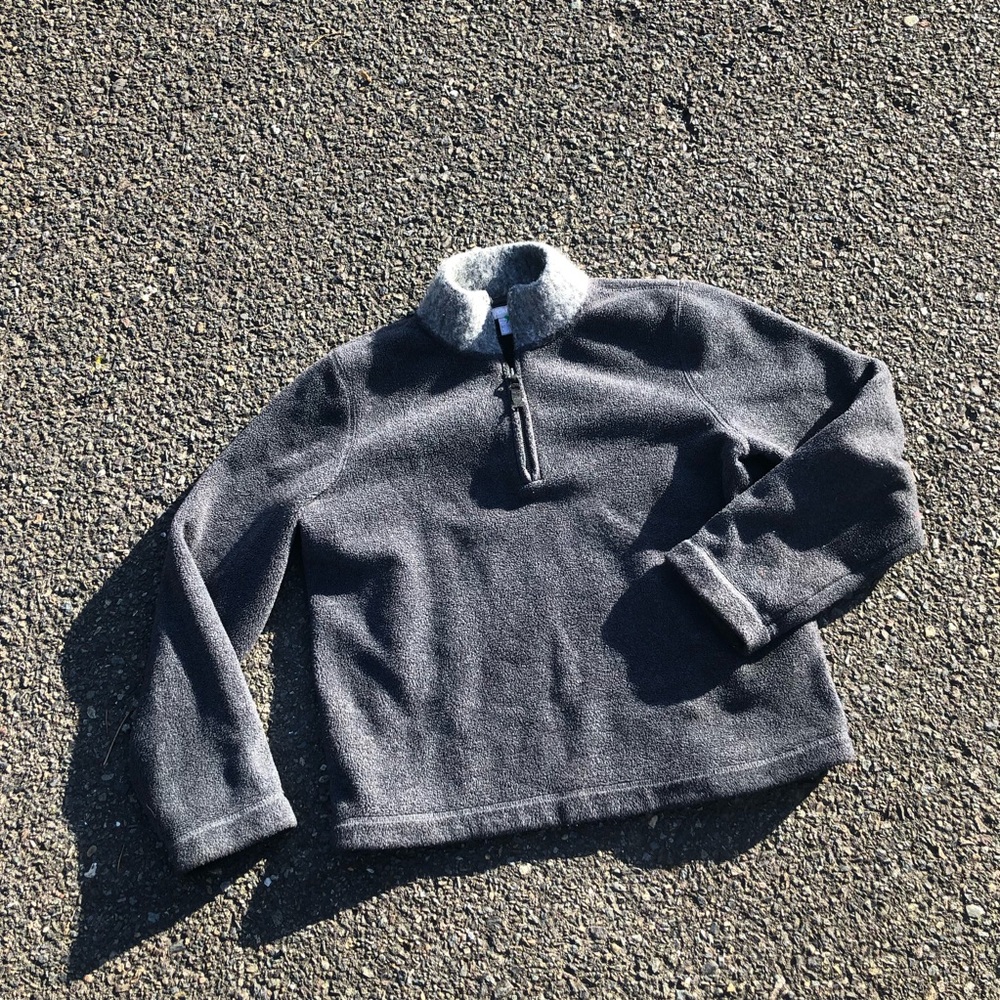 J crew wool collar quarter zip fleece jacket large